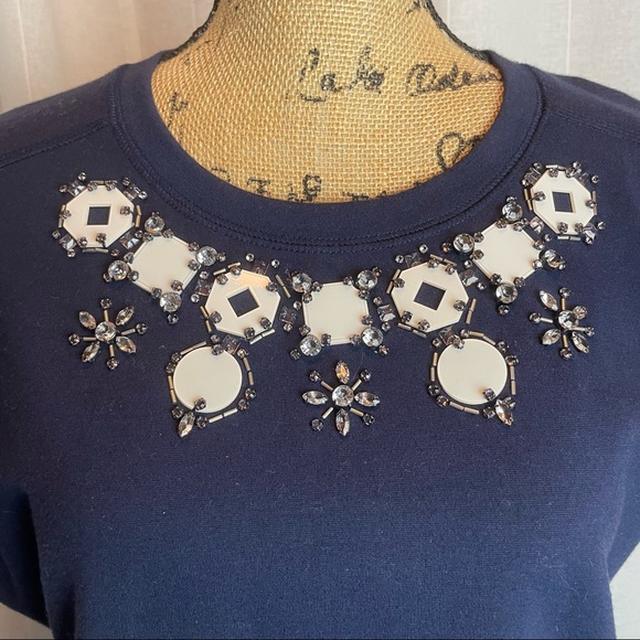 J Crew Structured Necklace Embellished Tee - Picture 5 of 8